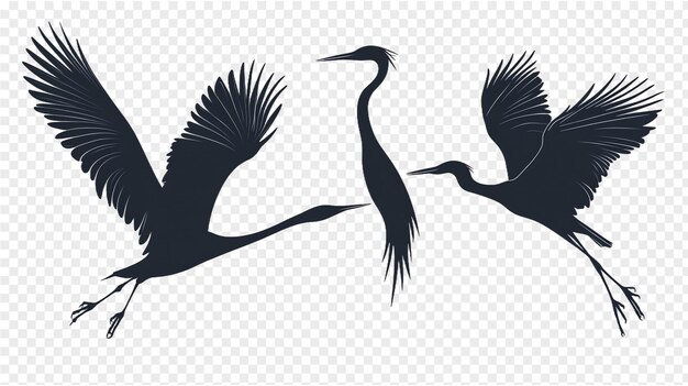 PSD silhouette of a bird flying illustration set