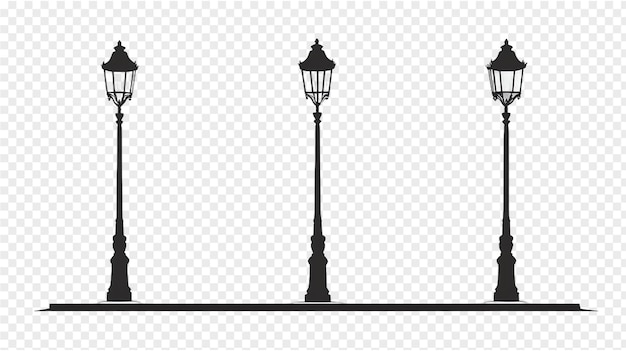 PSD silhouette of a vintage lamppost illustration set