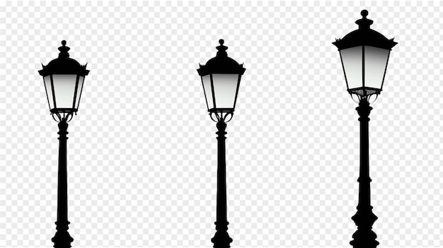 PSD silhouette of a vintage lamppost illustration set