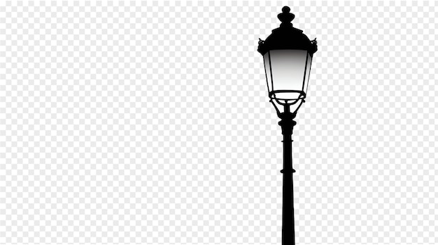 PSD silhouette of a vintage lamppost illustration