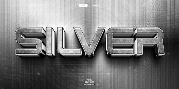 PSD silver 3d editable text effect