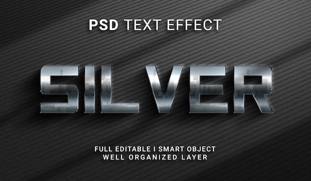 PSD silver 3d style text effect