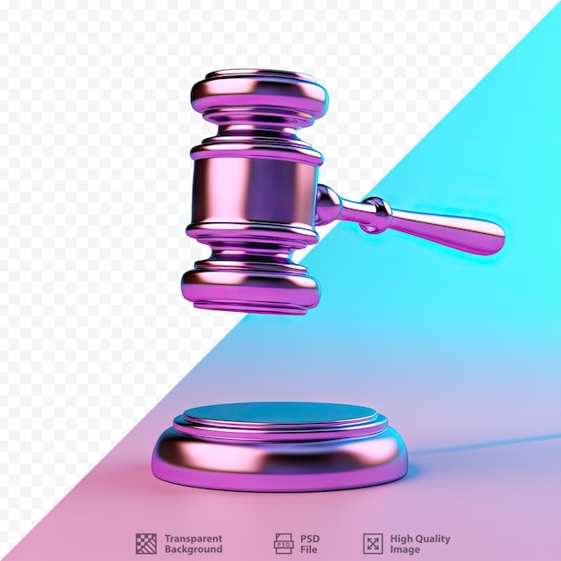 PSD a silver and pink gavel on a transparent background.