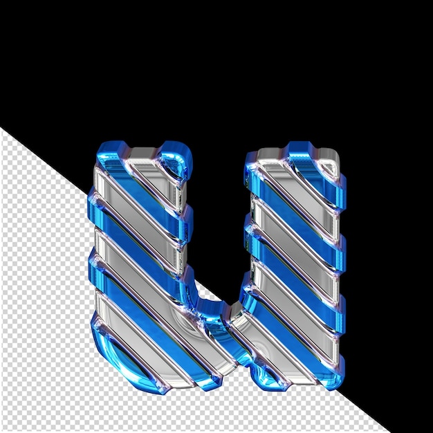 PSD silver symbol with blue diagonal straps letter u