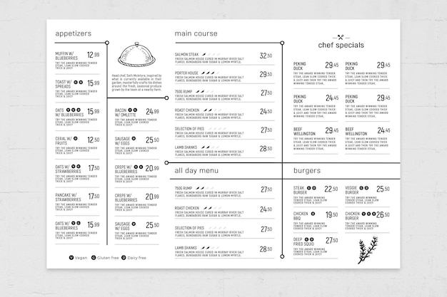 Simple TriFold Menu Template in PSD