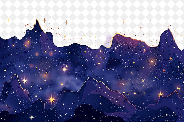 PSD a sky with stars and a mountain in the background