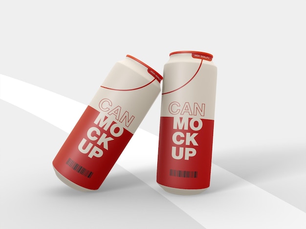 Sleek soda or beer can packaging pattern mockup