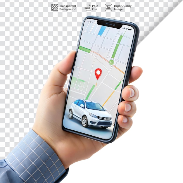 Smartfon w ręku z aplikacją mapową wykorzystującą GPS do nawigacji