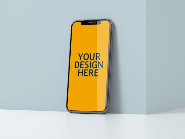 Smartphone mockup on the wall