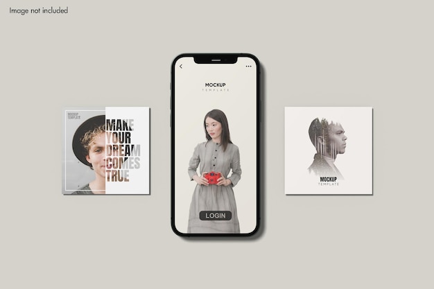 Smartphone and social media post mockup