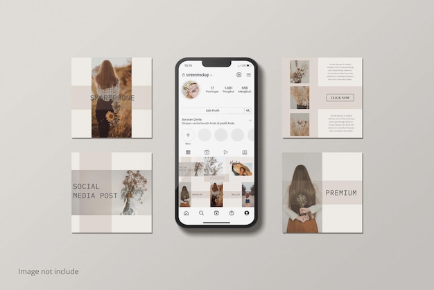 smartphone and social media post mockup