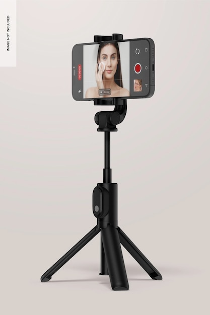 PSD smartphone on tripod mockup right view