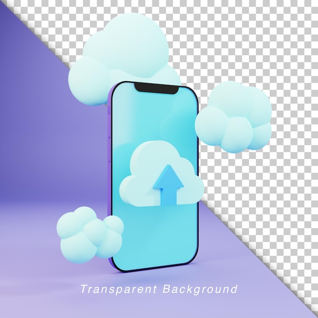 smartphone upload to cloud storage 3D Illustration