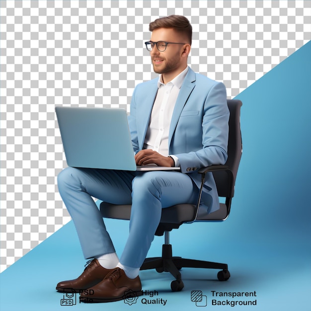 smiling guy with laptop isolated on transparent background include png file