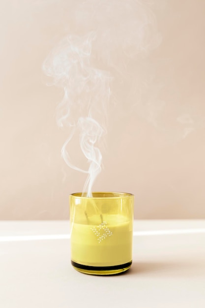 Smoke from a blown-out glass candle mockup