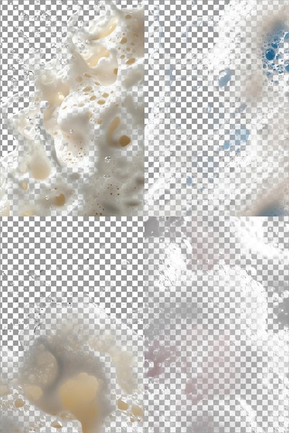 PSD soap foam hyperrealistic isolated png with clear transparent background highly detailed