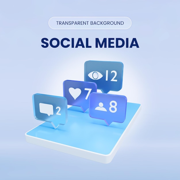 PSD social media 3d rendering illustration