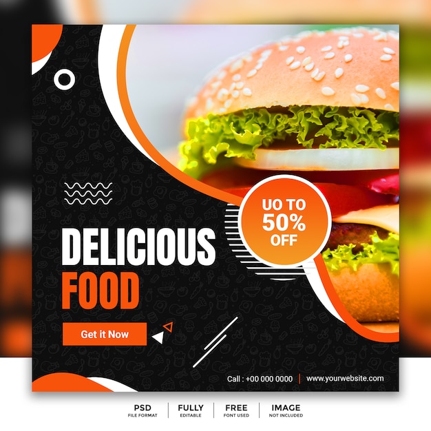 Social Media Banner Template for Restaurant Food Sale