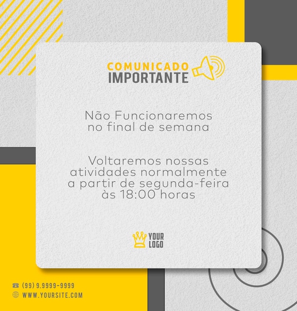 PSD social media comunicado importante