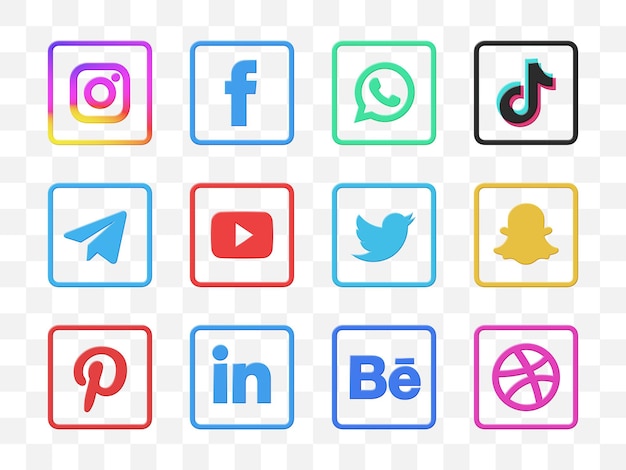 PSD social media icon collection 3d