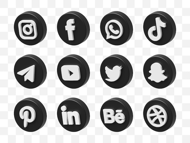 PSD social media icon collection 3d