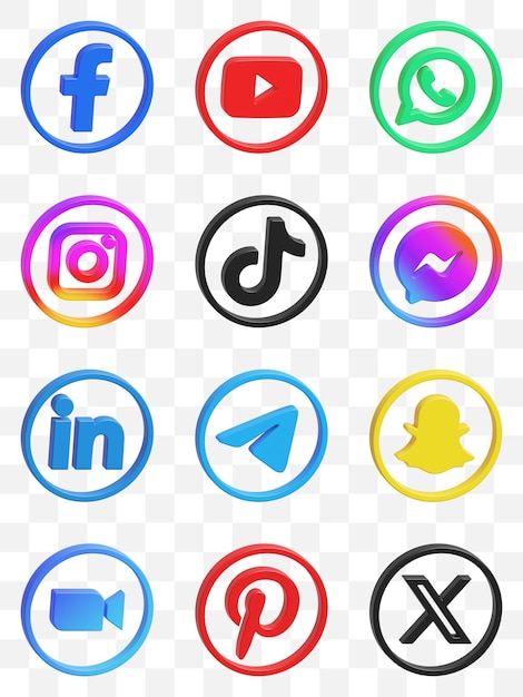 Social Media Icon Collection 3D