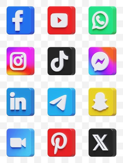 Social Media Icons 3D