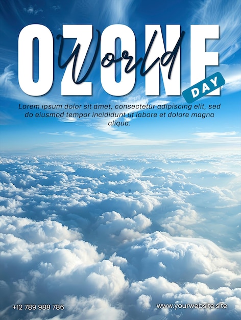 PSD social media poster with the worldwide ozone concept