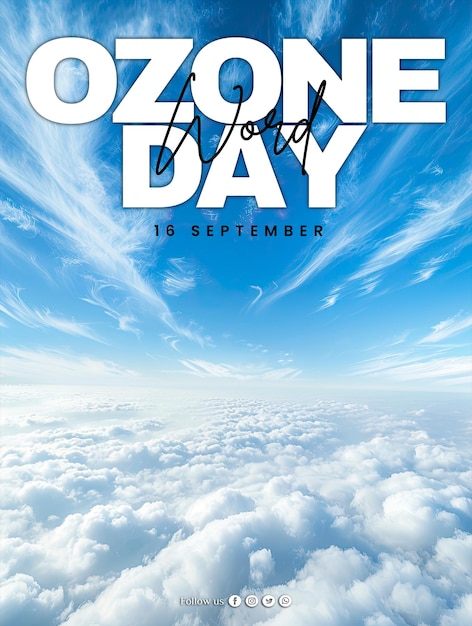 PSD social media poster with the worldwide ozone concept