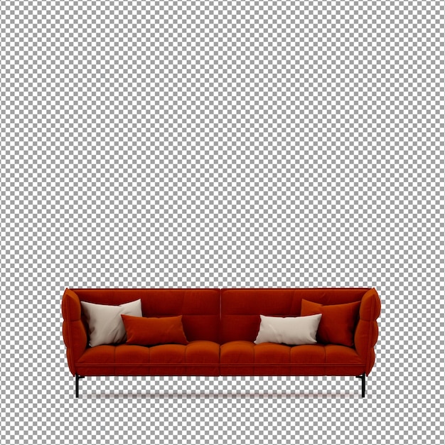 Sofa in 3D rendering isolated