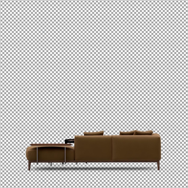 Sofa in 3D rendering isolated