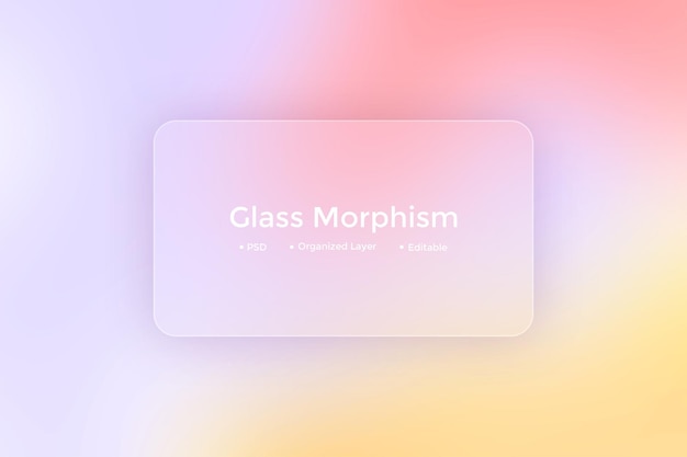 PSD soft colored glass effect design with glass morphism