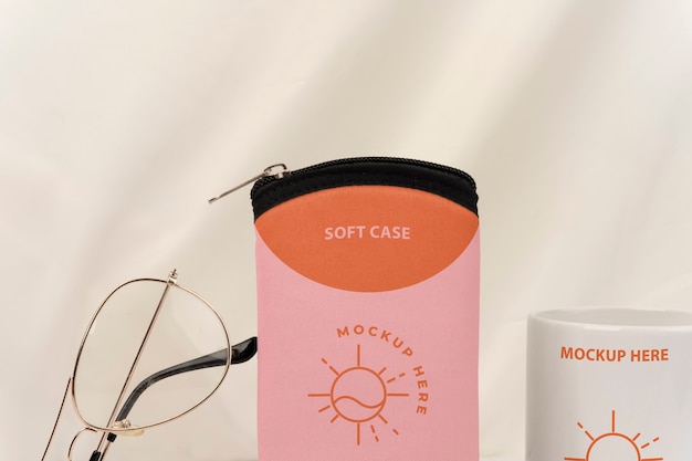 PSD soft eyeglass slip case mockup