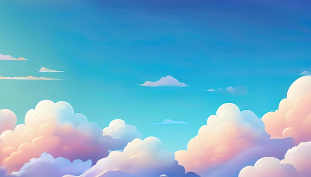 PSD soft fluffy clouds in a blue sky gradient