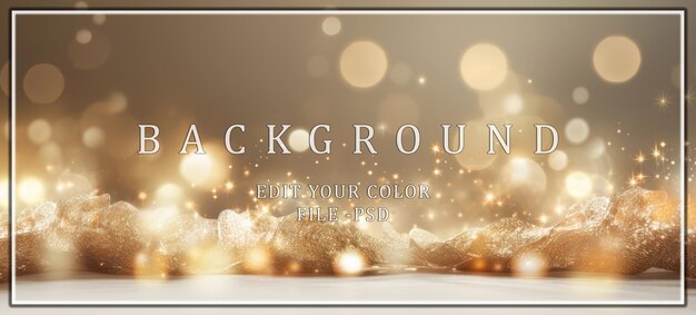 PSD sparkling golden background with glitter and bokeh