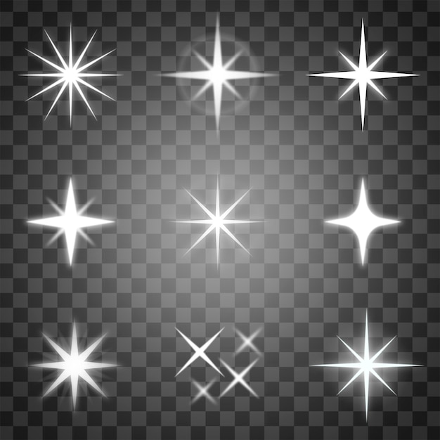 PSD sparkling star png cartoon set witte platte ontwerp grafiek op transparante achtergrond