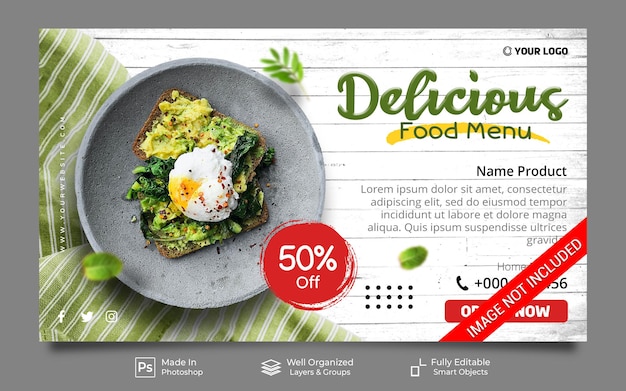 Special healthy food menu restaurant for promotion website banner template