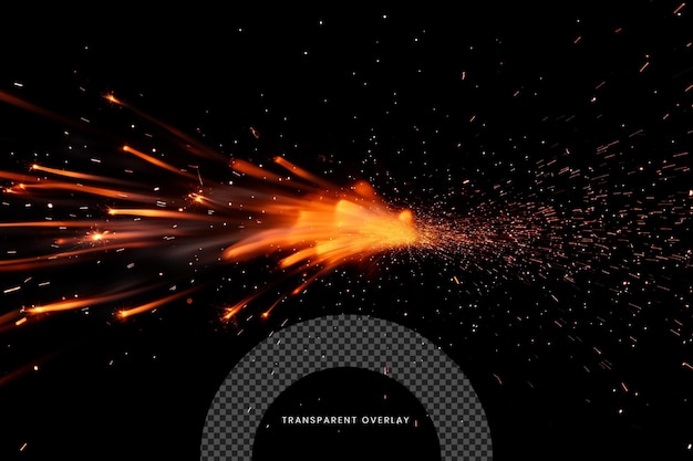 PSD speed motion fire spark isolated in black background