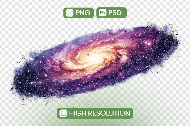 PSD spiral galaxy with stars and dust png psd