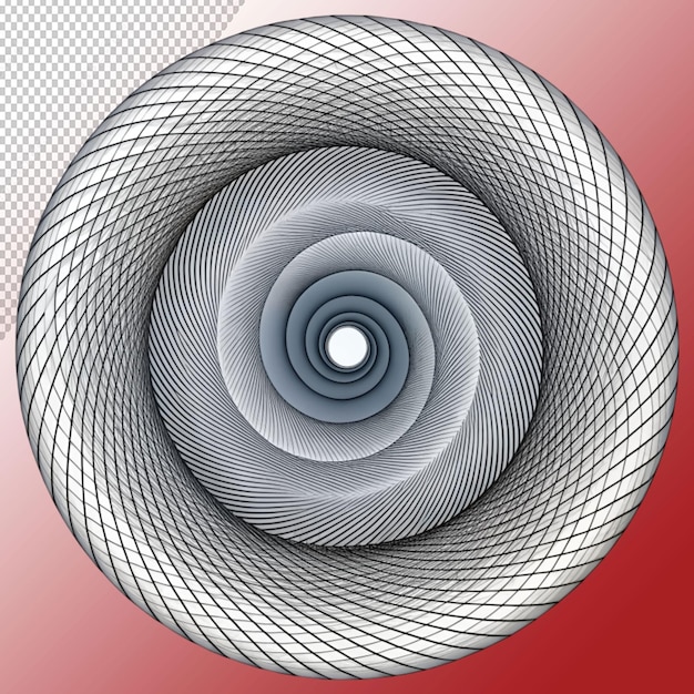 PSD spiral with gray colors lines as dynamic abstract isolated on transparent background