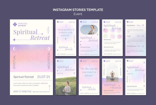 PSD spiritual retreat event instagram stories   template design