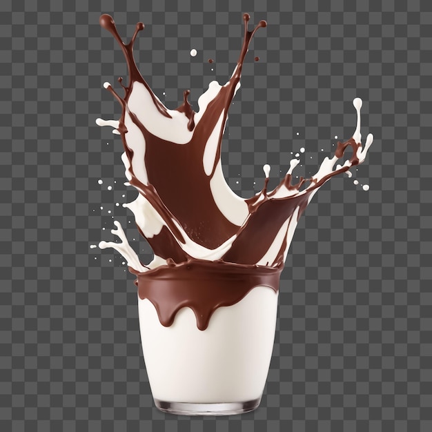 PSD splash of a milk and chocolate mix isolated on a transparent background