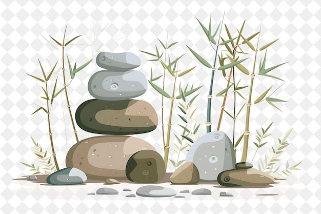 PSD spokojny zen garden landscape z medytacyjnymi formacjami skalnymi ilustracja natural scenery design