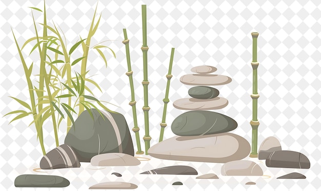 PSD spokojny zen garden landscape z medytacyjnymi formacjami skalnymi ilustracja natural scenery design