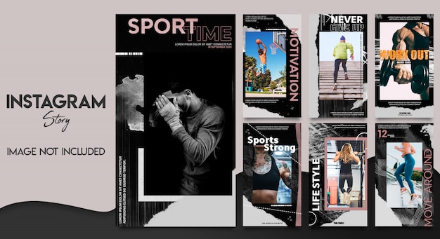 PSD sport instagram stories template bundle