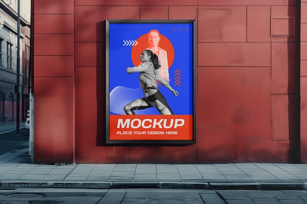 Sport poster mockup on city walls