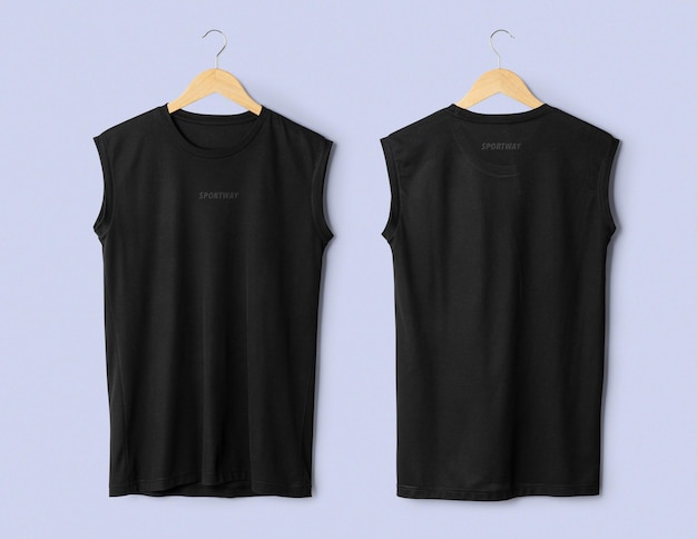 Sport Tank top mockup hanging front and back view Psd template