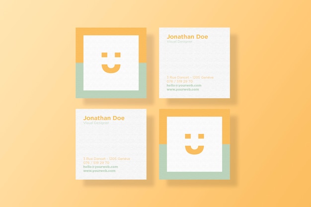 PSD square business card mockup