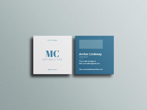 Square business card mockup