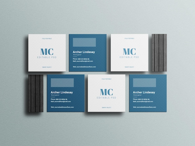 Square business card mockup